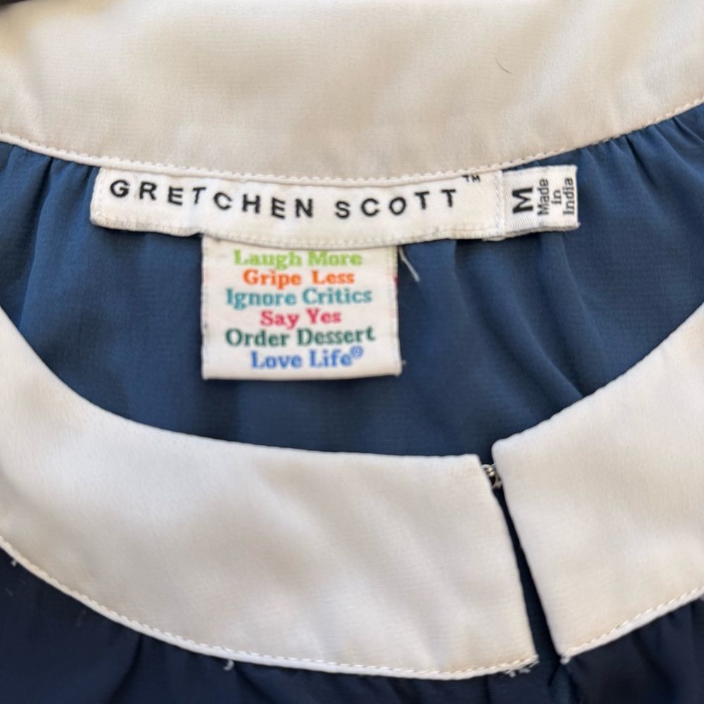 Gretchen Scott Navy & White Embroidered Loose fitting Dress Medium - Picture 11 of 12
